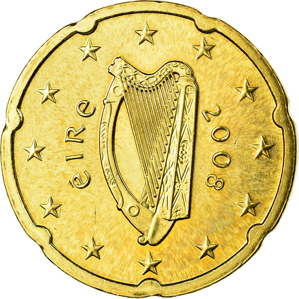 IRELAND REPUBLIC, 20 Euro Cent, 2008, SUP, Laiton, KM:48