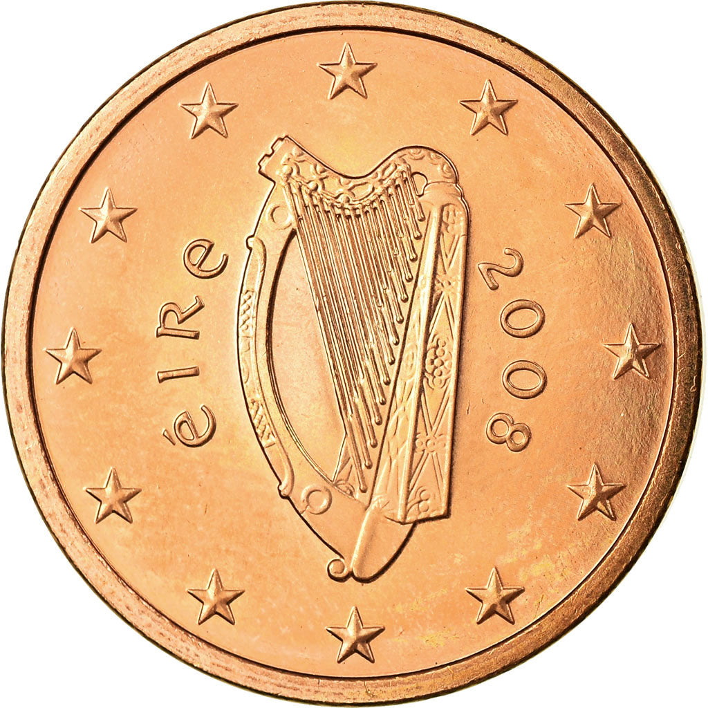 REPÚBLICA DA IRLANDA, 5 Euro Cent, 2008, AU(55-58), Aço Cromado a Cobre, KM:34