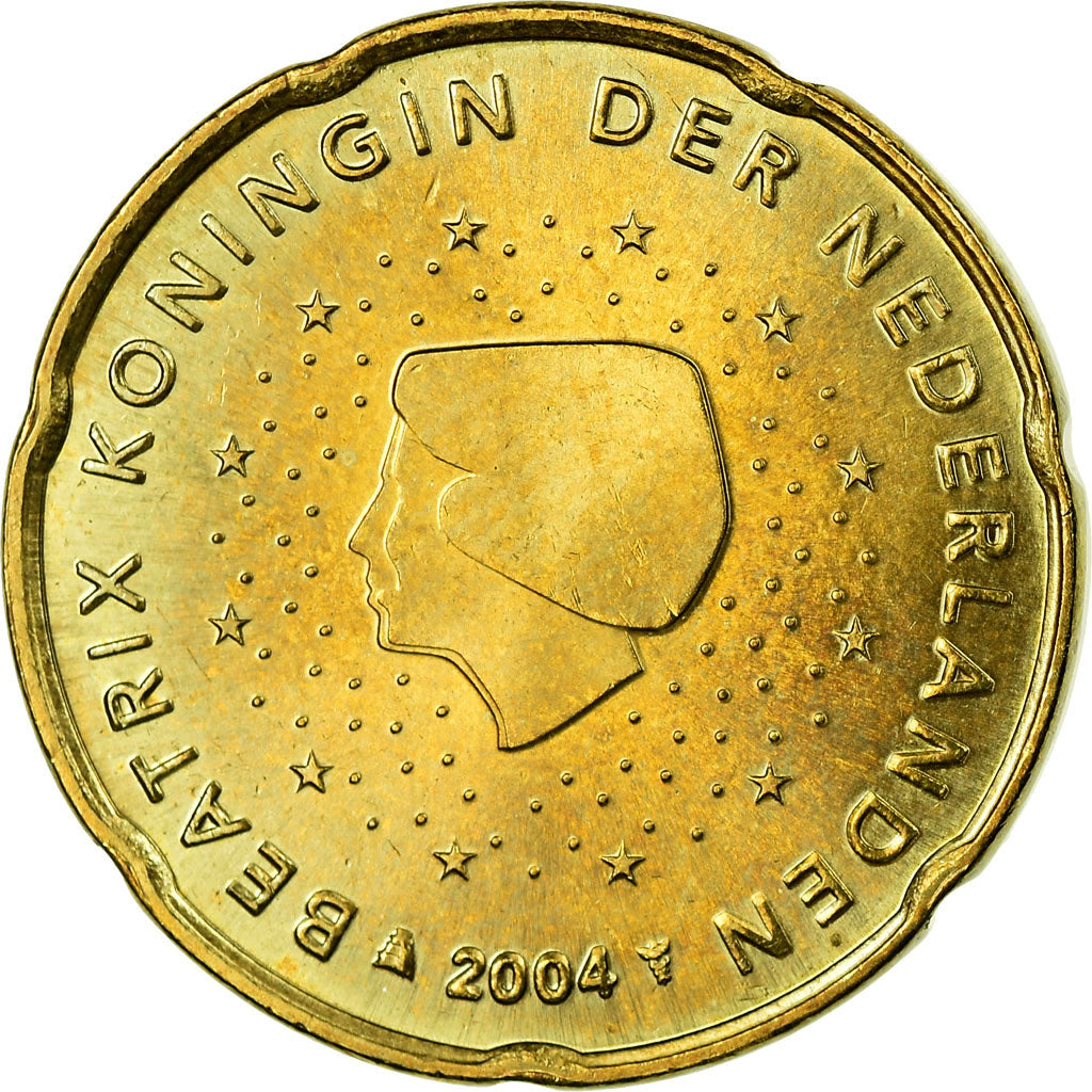 Países Baixos, 20 Euro Cent, 2004, AU(55-58), Latão, KM:238