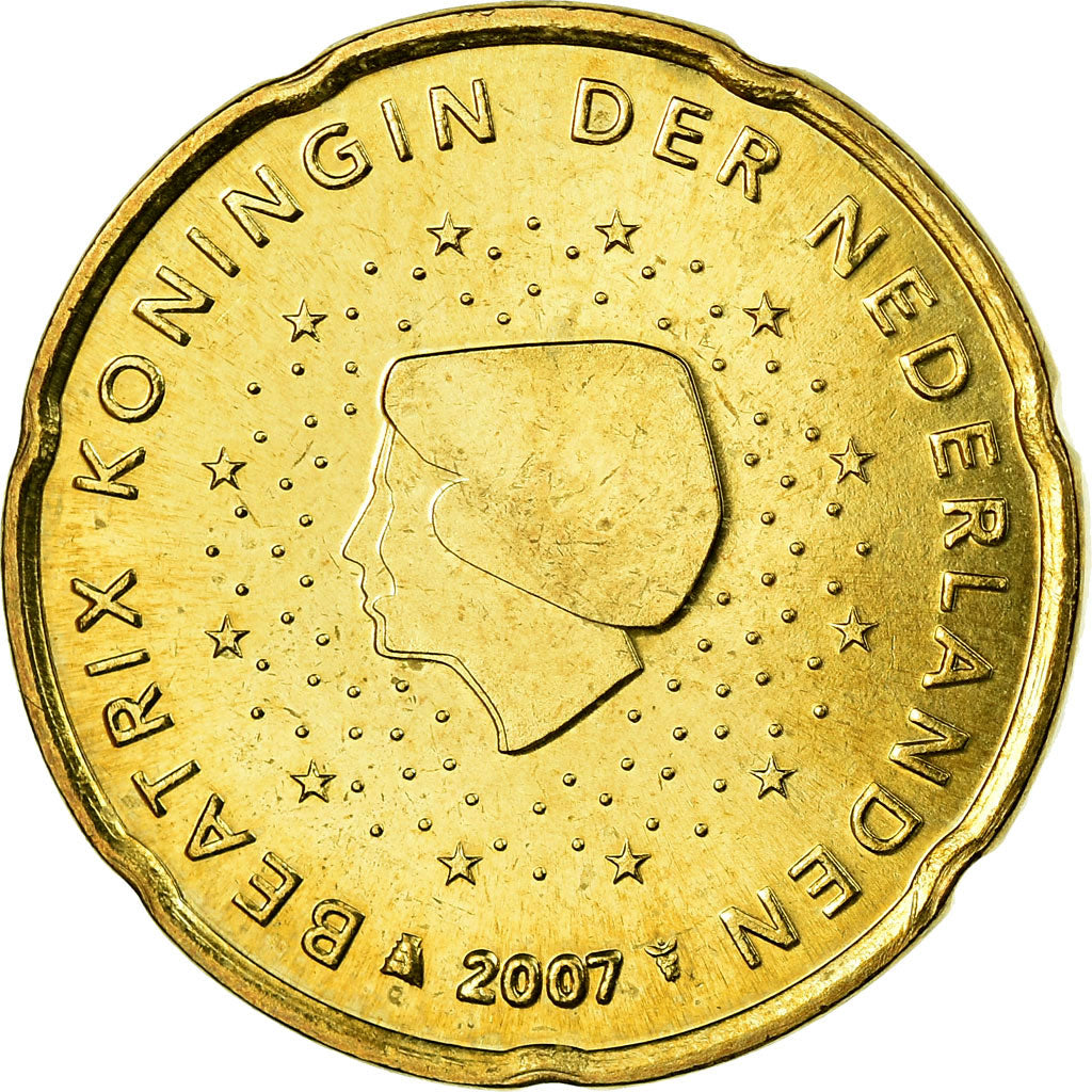 Netherlands, 20 Euro Cent, 2007, MS(63), Brass, KM:269
