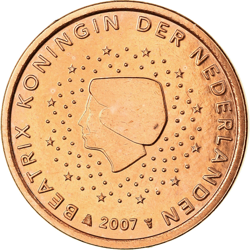 Países Baixos, 5 Euro Cent, 2007, MS(63), Aço Cromado a Cobre, KM:236