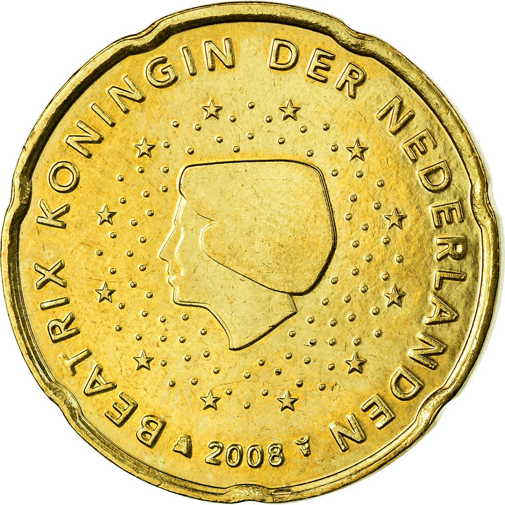 Netherlands, 20 Euro Cent, 2008, AU(55-58), Brass, KM:269