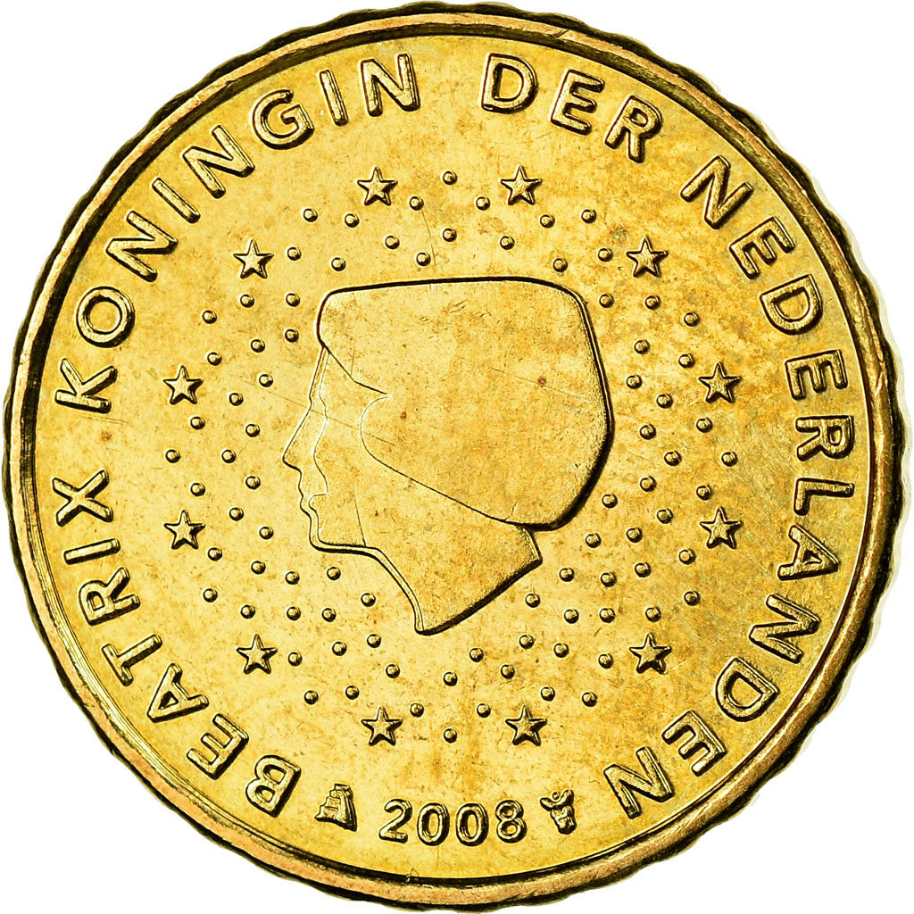 Netherlands, 10 Euro Cent, 2008, AU(55-58), Brass, KM:268