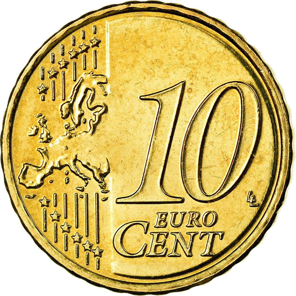 Netherlands, 10 Euro Cent, 2008, AU(55-58), Brass, KM:268
