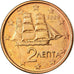 Grécia, 2 Euro Cent, 2002, EF(40-45), Aço Cromado a Cobre, KM:182