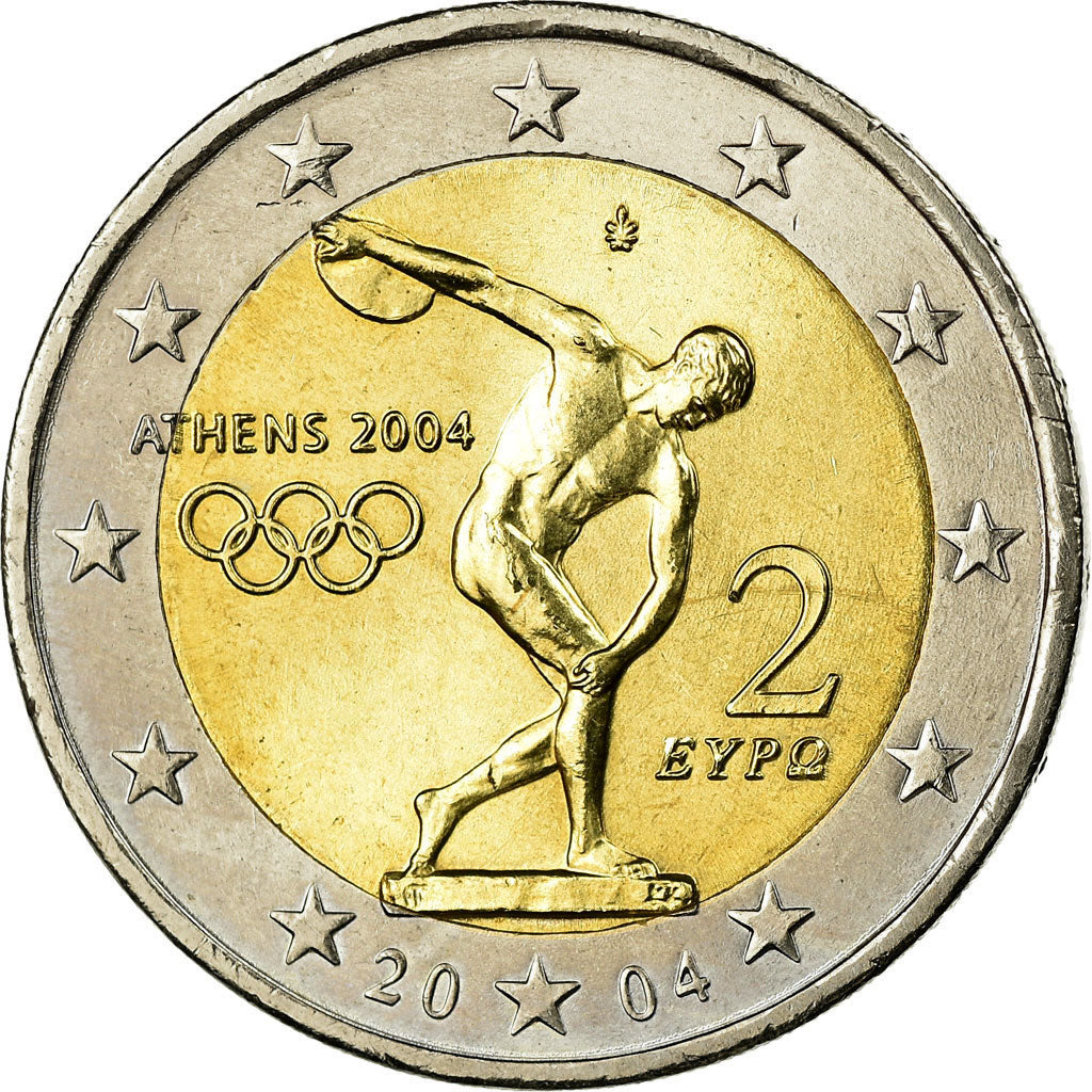 Griechenland, 2 Euro, 2004 Olympics, 2004, VZ, Bi-Metallic, KM:209