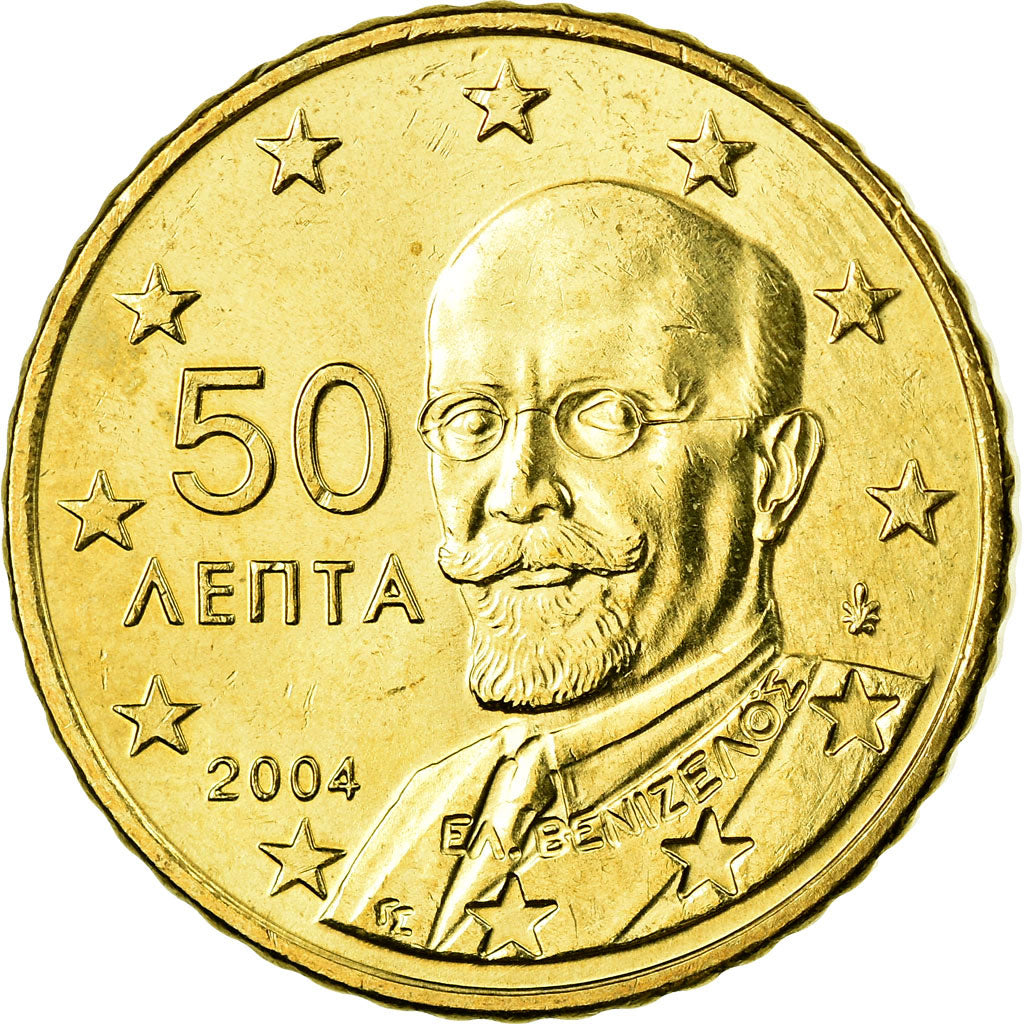 Grecja, 50 Euro Cent, 2004, Athens, AU(55-58), Mosiądz, KM:186