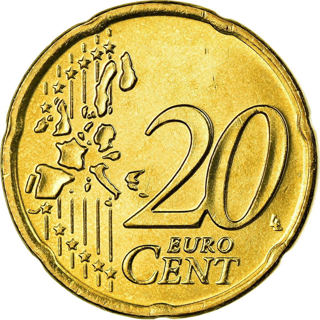 Grecia, 20 Euro Cent, 2004, EBC, Latón, KM:185