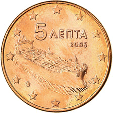 Greece, 5 Euro Cent, 2005, AU(55-58), Copper Plated Steel, KM:183