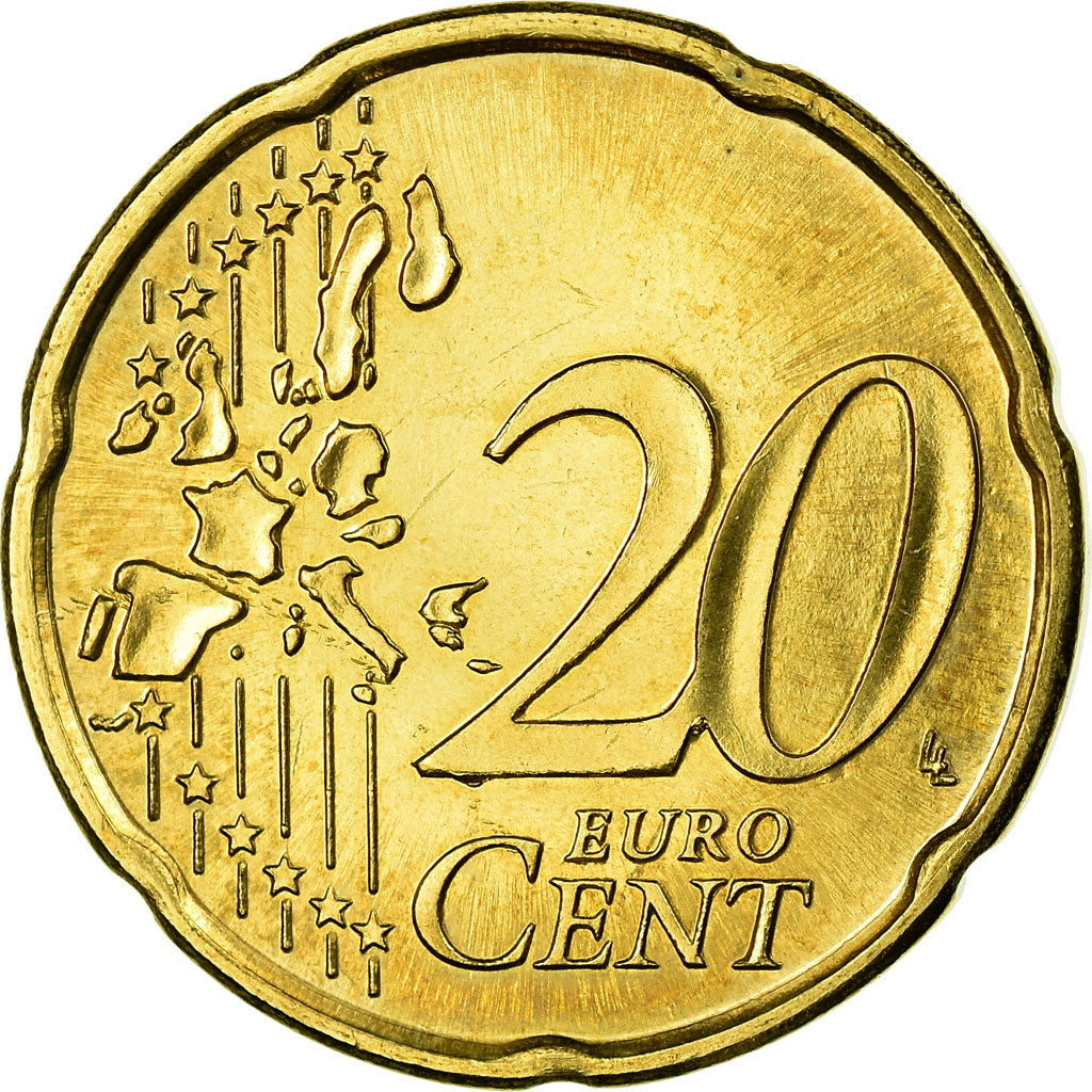 Finland, 20 Euro Cent, 2002, AU(55-58), Brass, KM:102