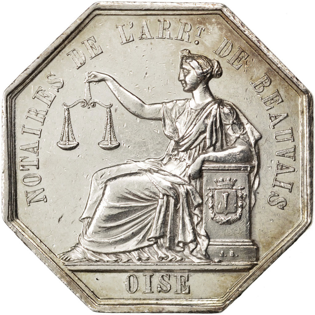 France, Notary, Token, AU(55-58), Silver, Lerouge #42, 13.71