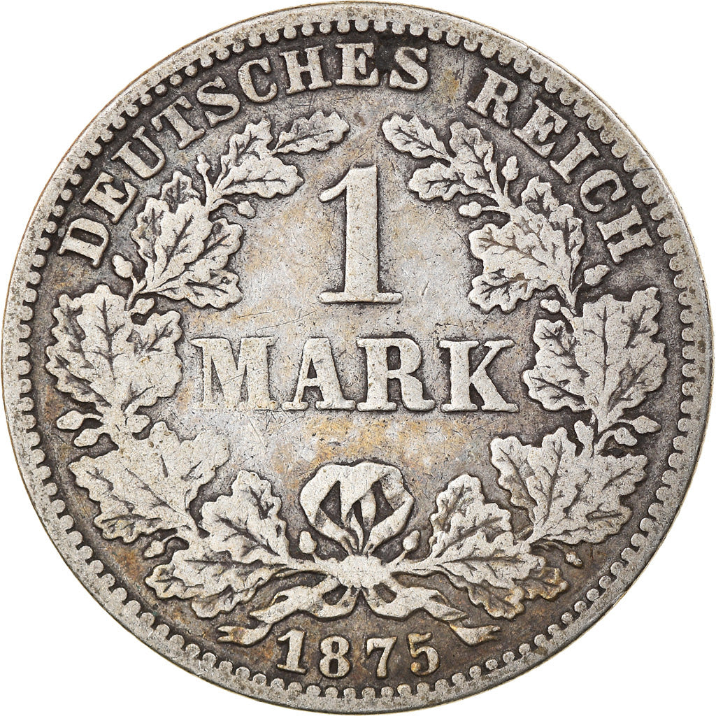 Coin, GERMANY - EMPIRE, Wilhelm I, Mark, 1875, Frankfurt, VF(20-25), Silver