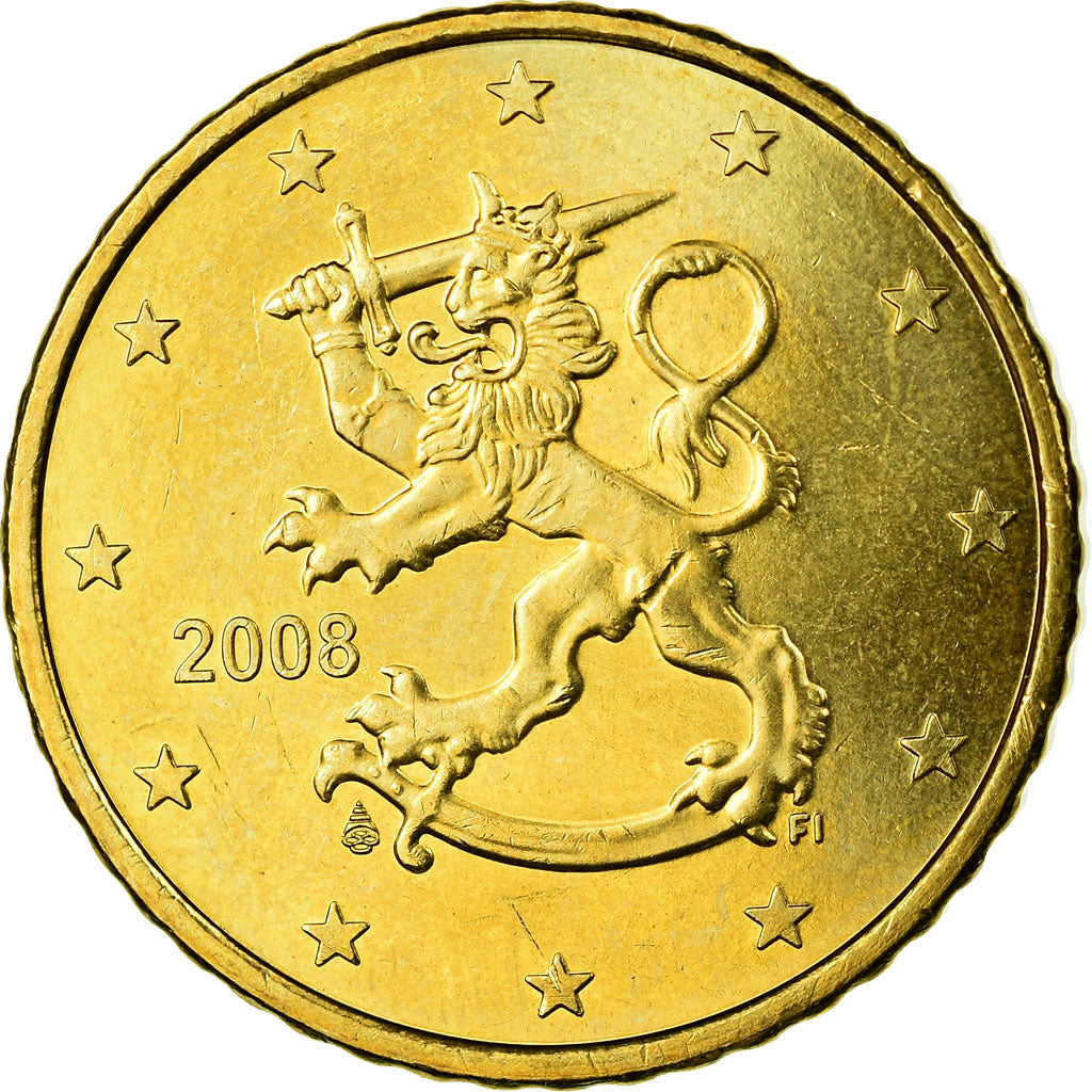 Finland, 50 Euro Cent, 2008, AU(55-58), Brass, KM:128