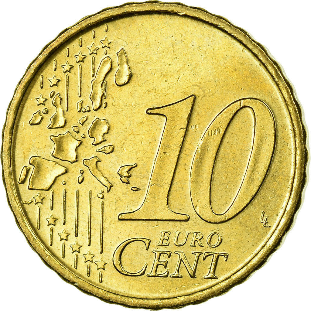 Spain, 10 Euro Cent, 1999, EF(40-45), Brass, KM:1043