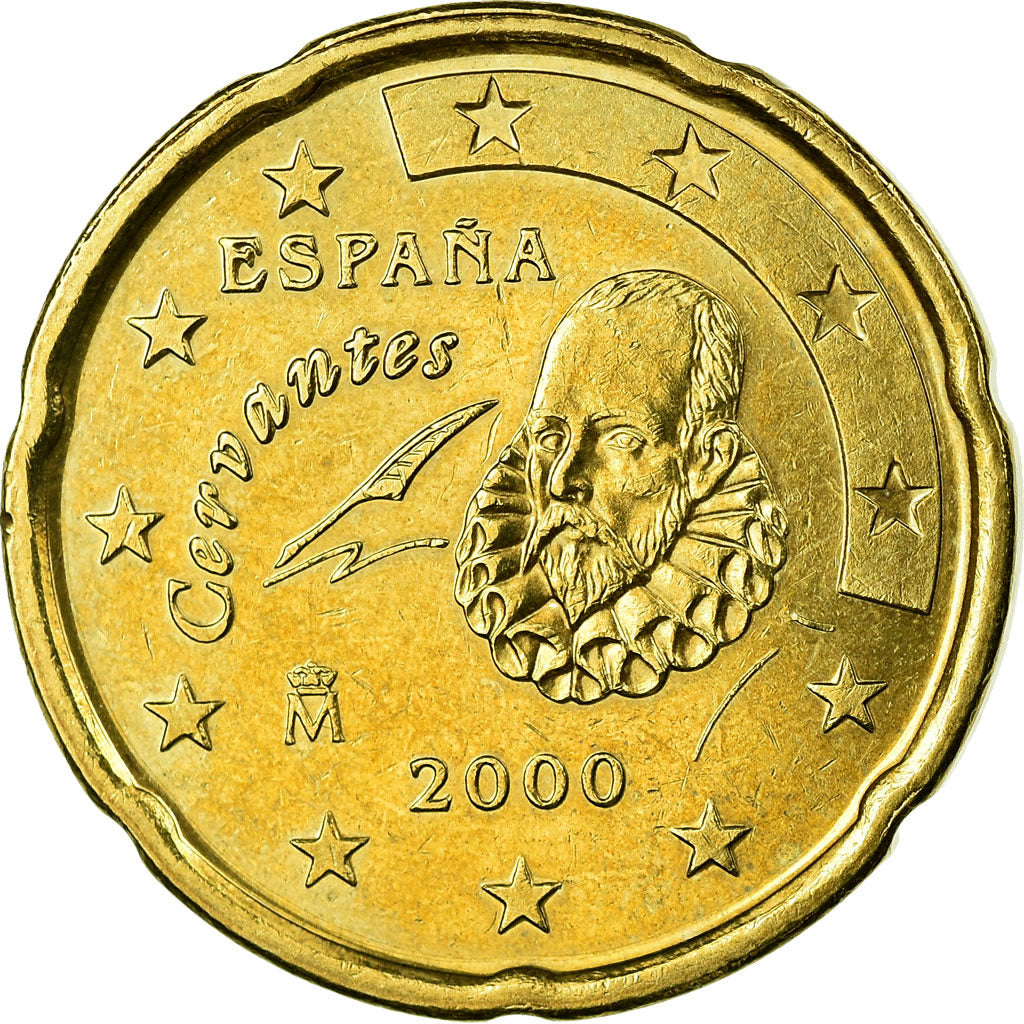 Spain, 20 Euro Cent, 2000, AU(55-58), Brass, KM:1044