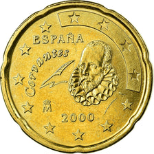 Spain, 20 Euro Cent, 2000, AU(55-58), Brass, KM:1044