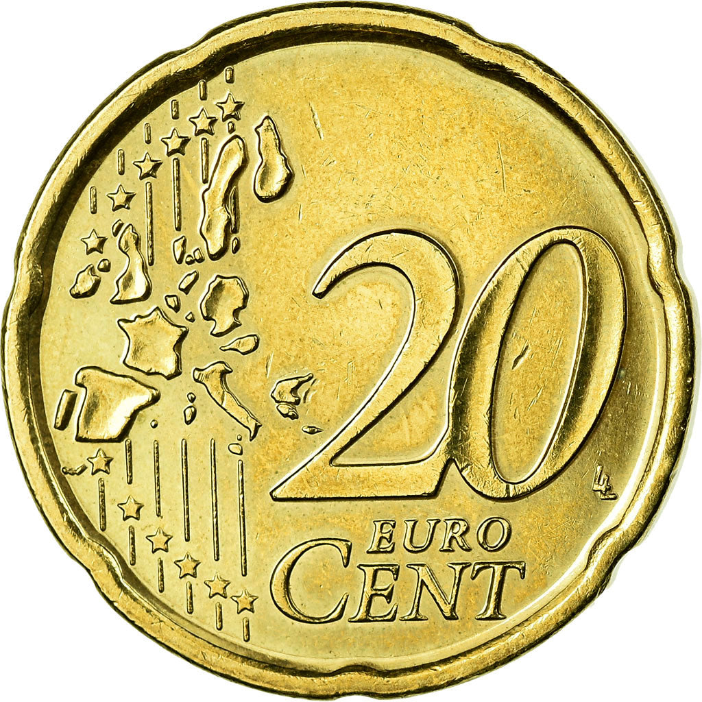 Spain, 20 Euro Cent, 2000, AU(55-58), Brass, KM:1044