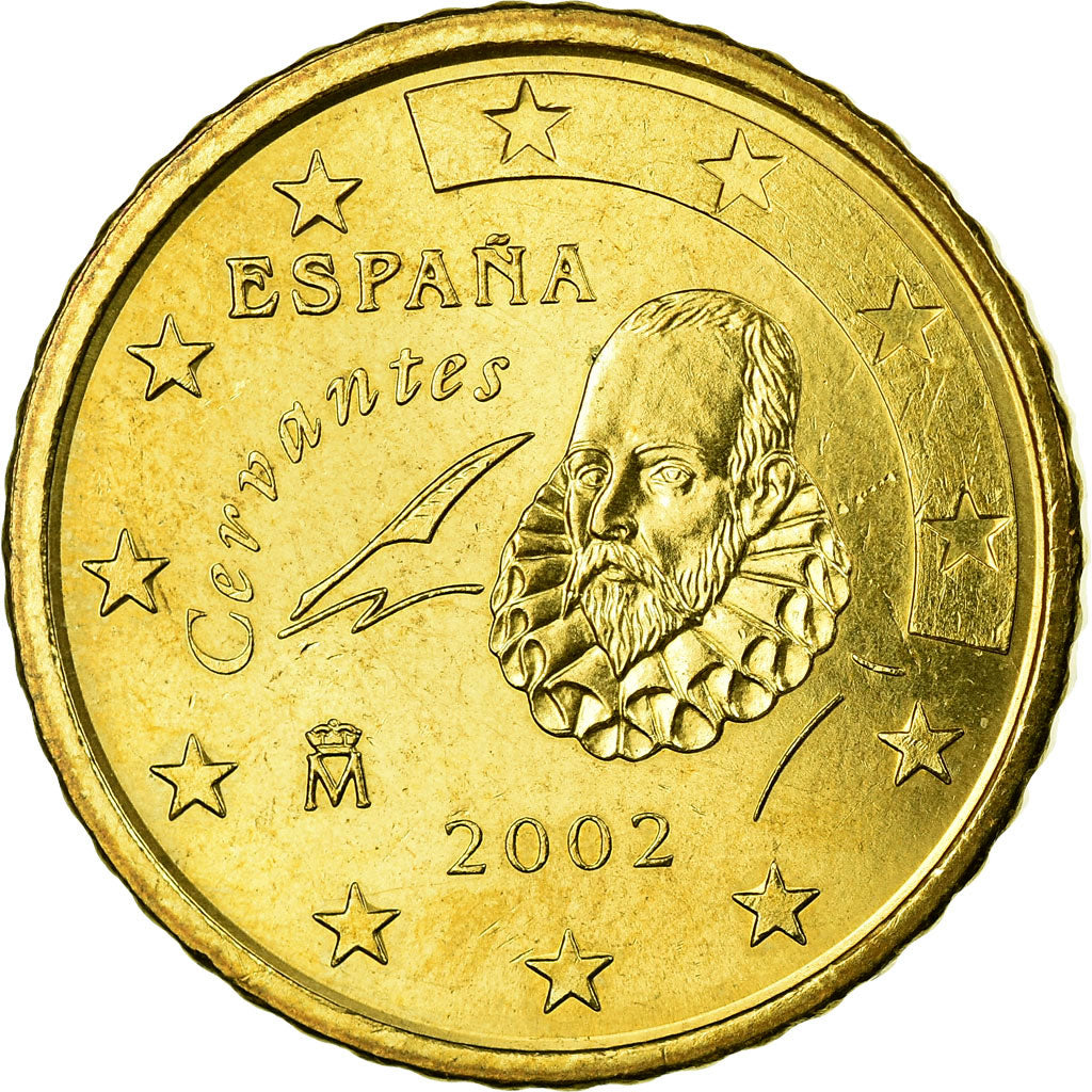 Spain, 50 Euro Cent, 2002, AU(55-58), Brass, KM:1045