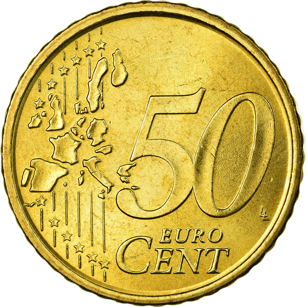 Spain, 50 Euro Cent, 2002, AU(55-58), Brass, KM:1045