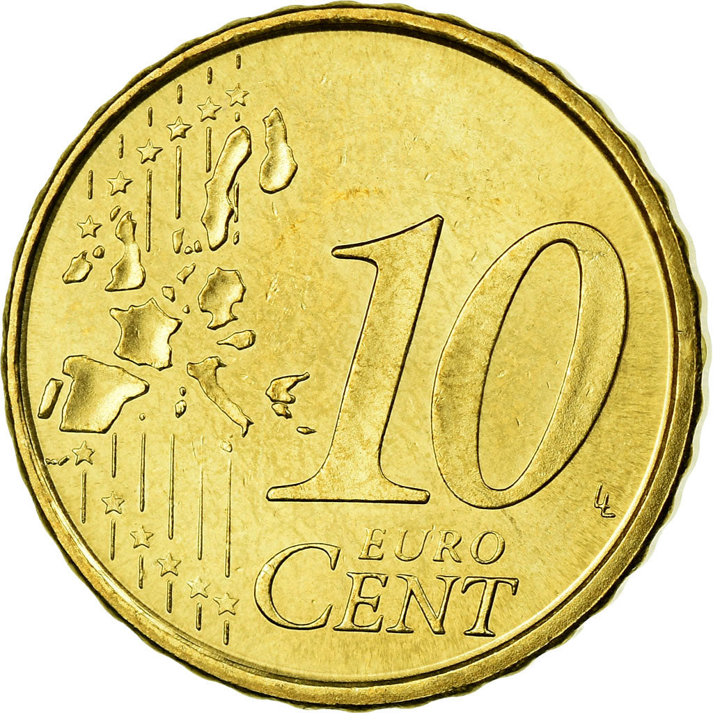 Spain, 10 Euro Cent, 2003, EF(40-45), Brass, KM:1043