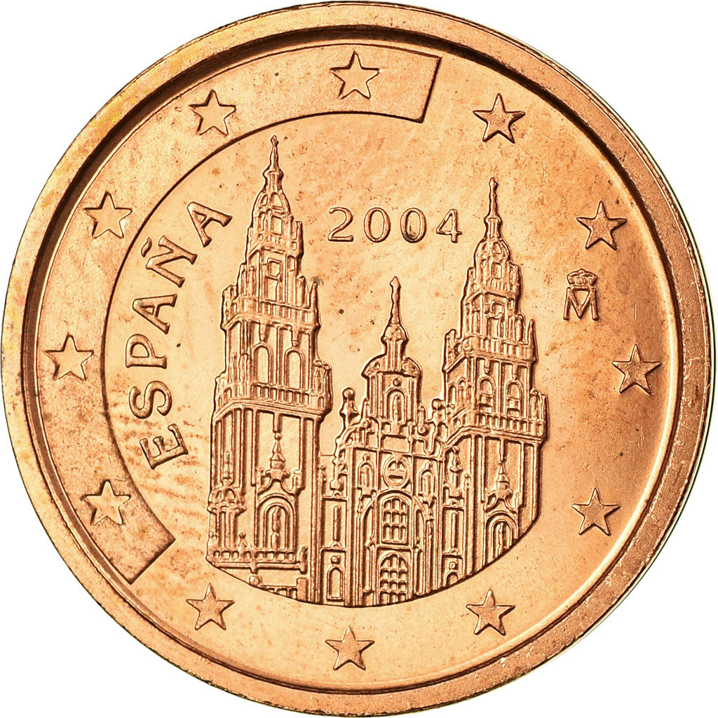 Spagna, 2 Euro Cent, 2004, SPL-, Acciaio placcato rame, KM:1041