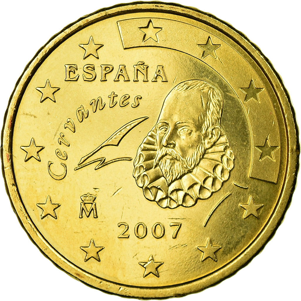 Spain, 50 Euro Cent, 2007, AU(55-58), Brass, KM:1072
