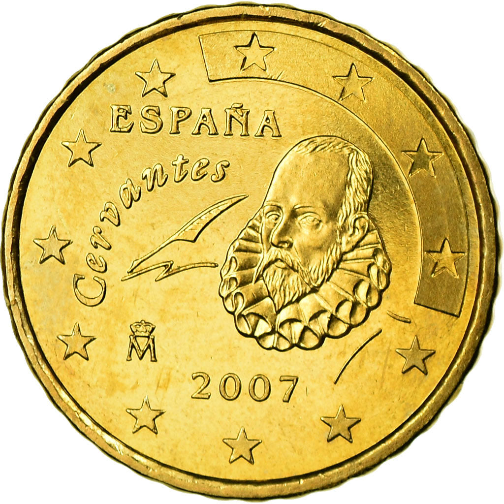 Spagna, 10 Euro Cent, 2007, SPL-, Ottone, KM:1070