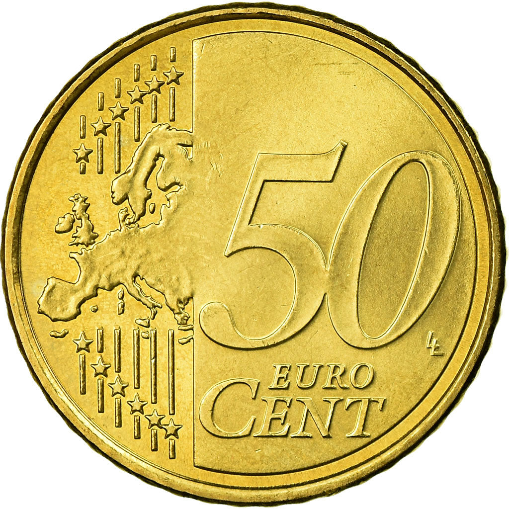 Spain, 50 Euro Cent, 2008, AU(55-58), Brass, KM:1072