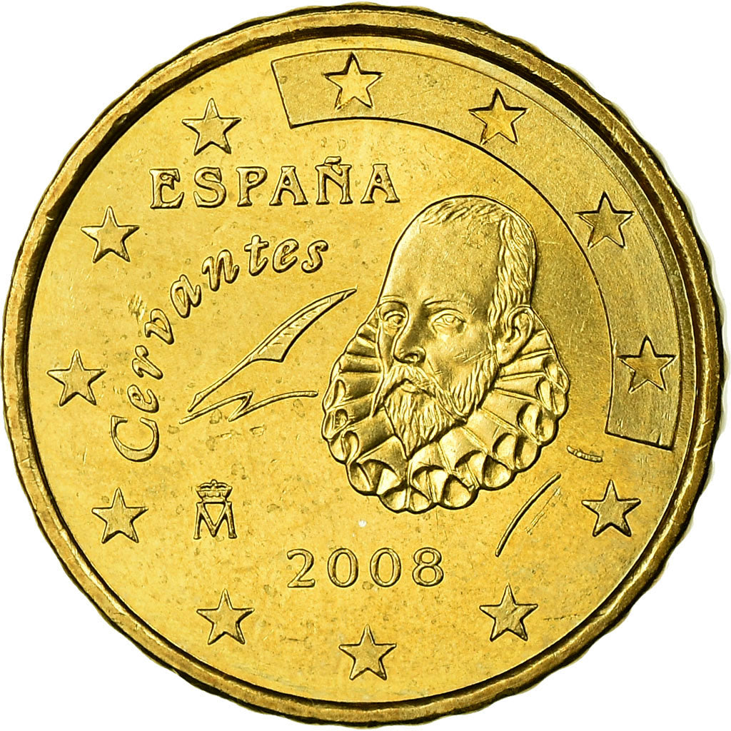Spagna, 10 Euro Cent, 2008, BB, Ottone, KM:1070