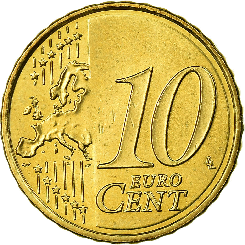 Spagna, 10 Euro Cent, 2008, BB, Ottone, KM:1070