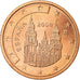 Spain, 2 Euro Cent, 2008, AU(55-58), Copper Plated Steel, KM:1041