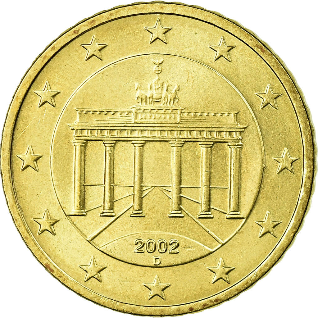 Bundesrepublik Deutschland, 50 Euro Cent, 2002, SS, Messing, KM:212