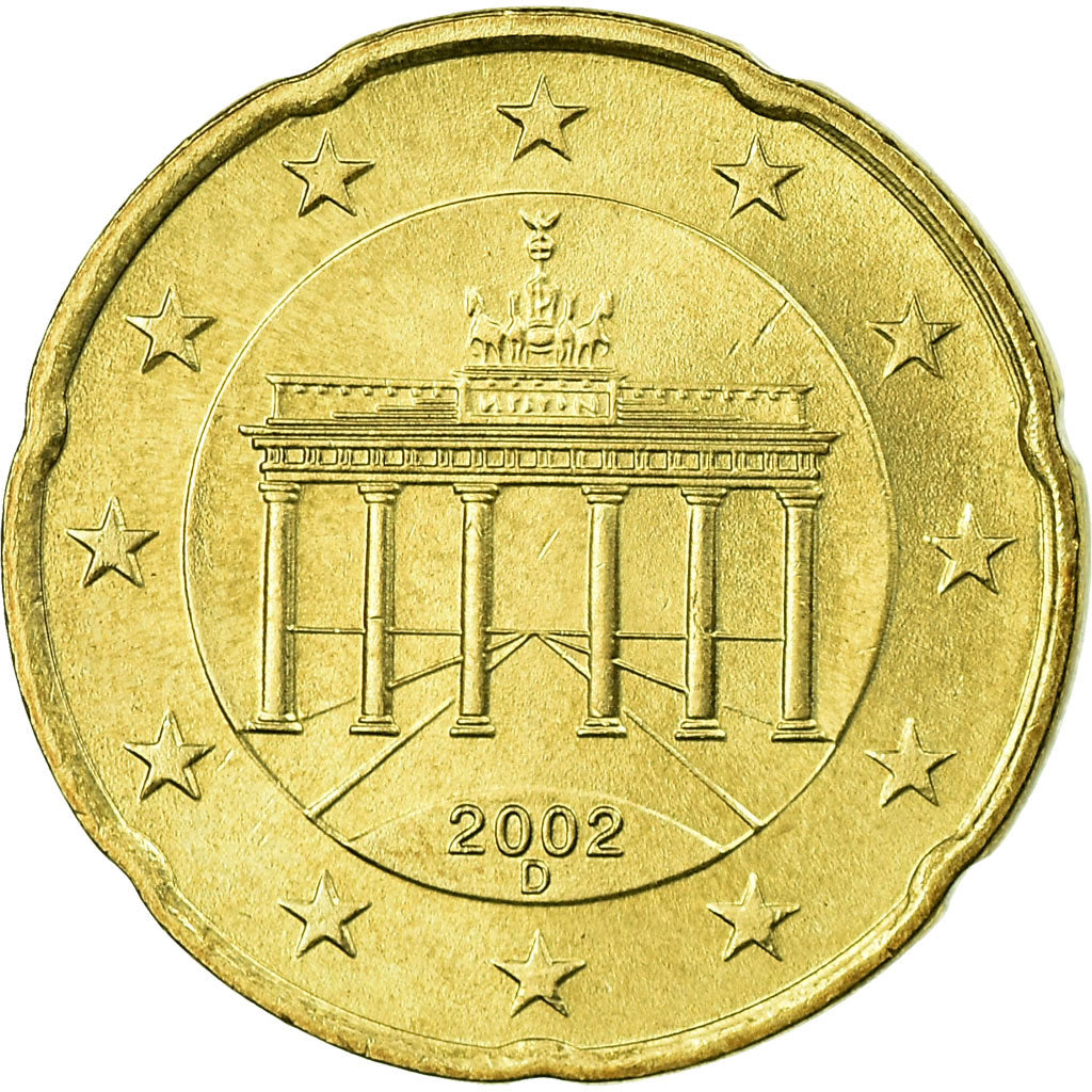 GERMANIA - REPUBBLICA FEDERALE, 20 Euro Cent, 2002, BB, Ottone, KM:211
