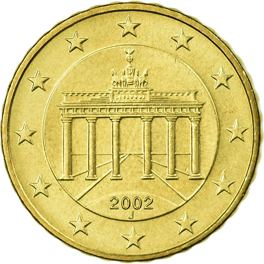 GERMANIA - REPUBBLICA FEDERALE, 10 Euro Cent, 2002, BB, Ottone, KM:210