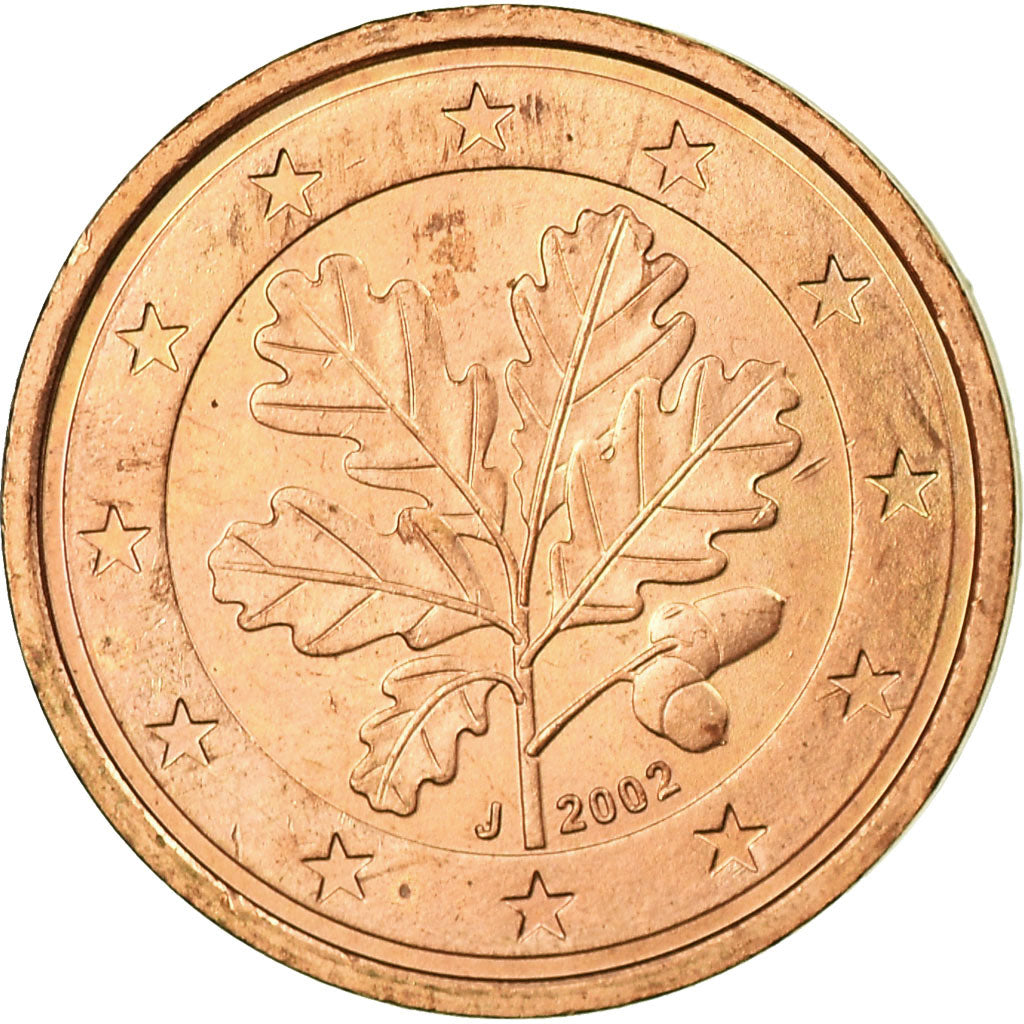 GERMANY - FEDERAL REPUBLIC, 2 Euro Cent, 2002, EF(40-45), Copper Plated Steel