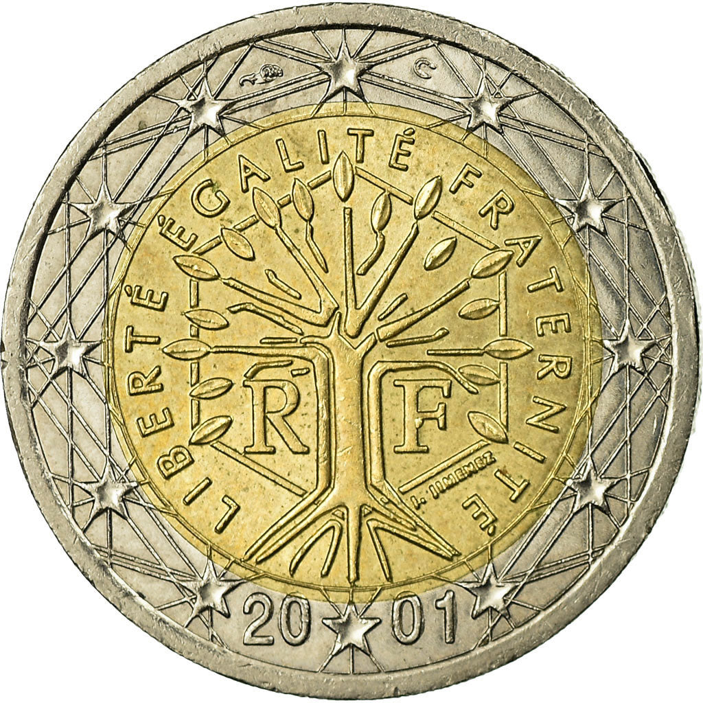 France, 2 Euro, 2001, EF(40-45), Bi-Metallic, Gadoury:8., KM:1289