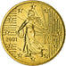 France, 50 Euro Cent, 2001, TTB, Laiton, Gadoury:6., KM:1287
