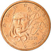 França, 2 Euro Cent, 2001, EF(40-45), Aço Cromado a Cobre, Gadoury:2, KM:1283