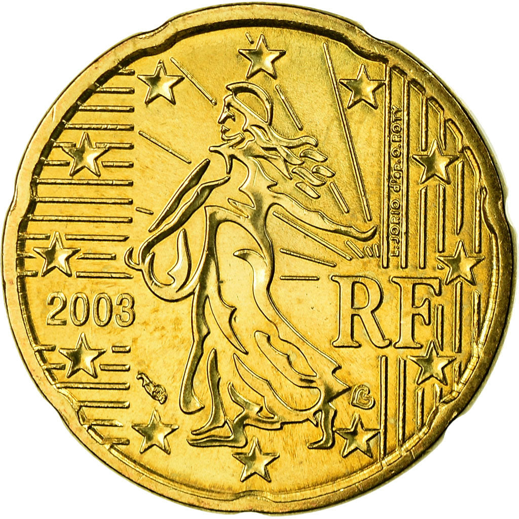 France, 20 Euro Cent, 2003, AU(55-58), Brass, Gadoury:5., KM:1286