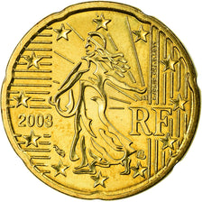 France, 20 Euro Cent, 2003, AU(55-58), Brass, Gadoury:5., KM:1286