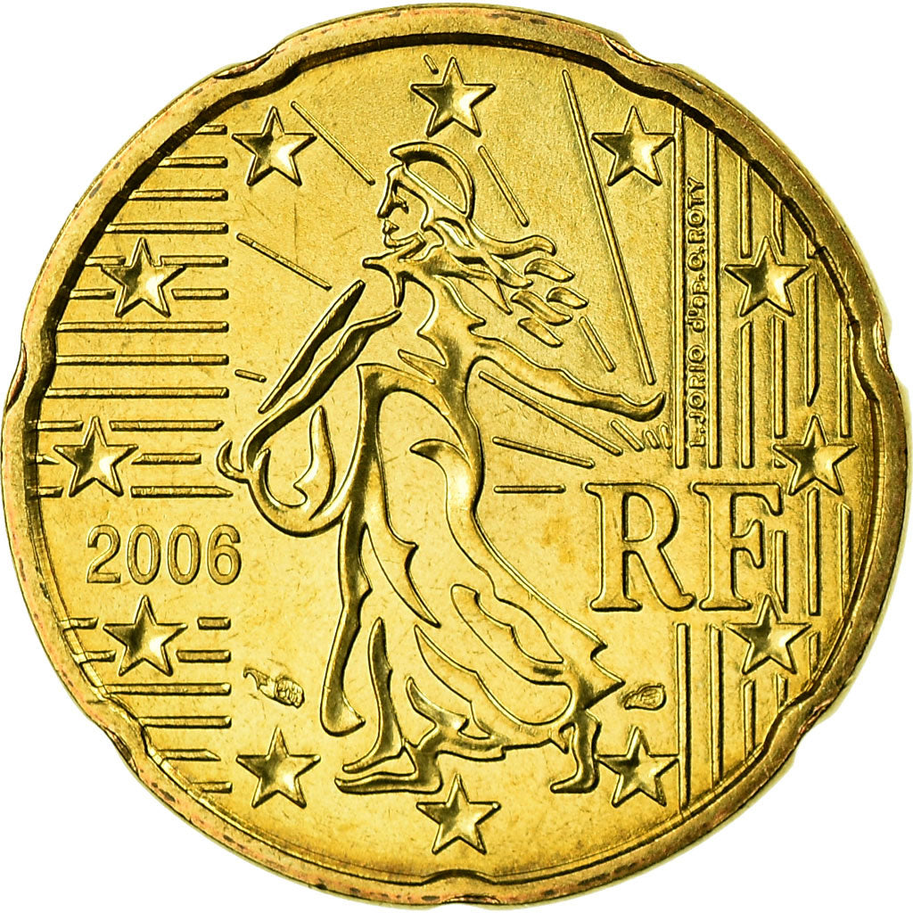 France, 20 Euro Cent, 2006, AU(55-58), Brass, Gadoury:5., KM:1286