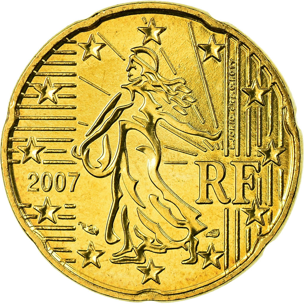 France, 20 Euro Cent, 2007, AU(55-58), Brass, Gadoury:5a., KM:1411