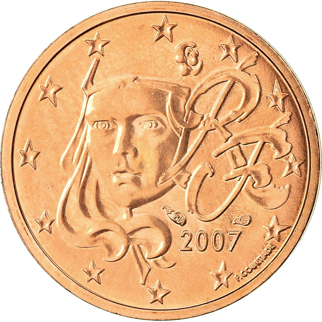 Francja, 2 Euro Cent, 2007, Paris, EF(40-45), Miedź platerowana stalą
