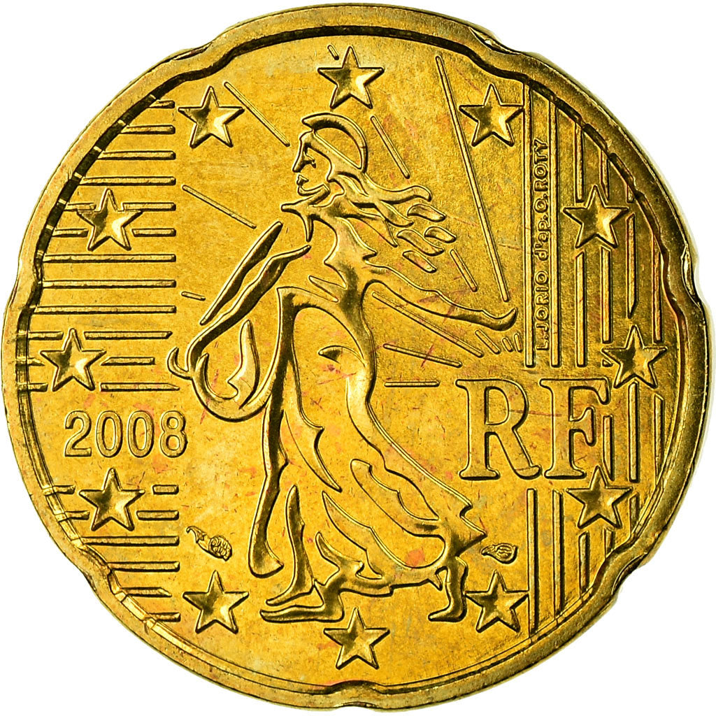 France, 20 Euro Cent, 2008, AU(55-58), Brass, Gadoury:5a., KM:1411