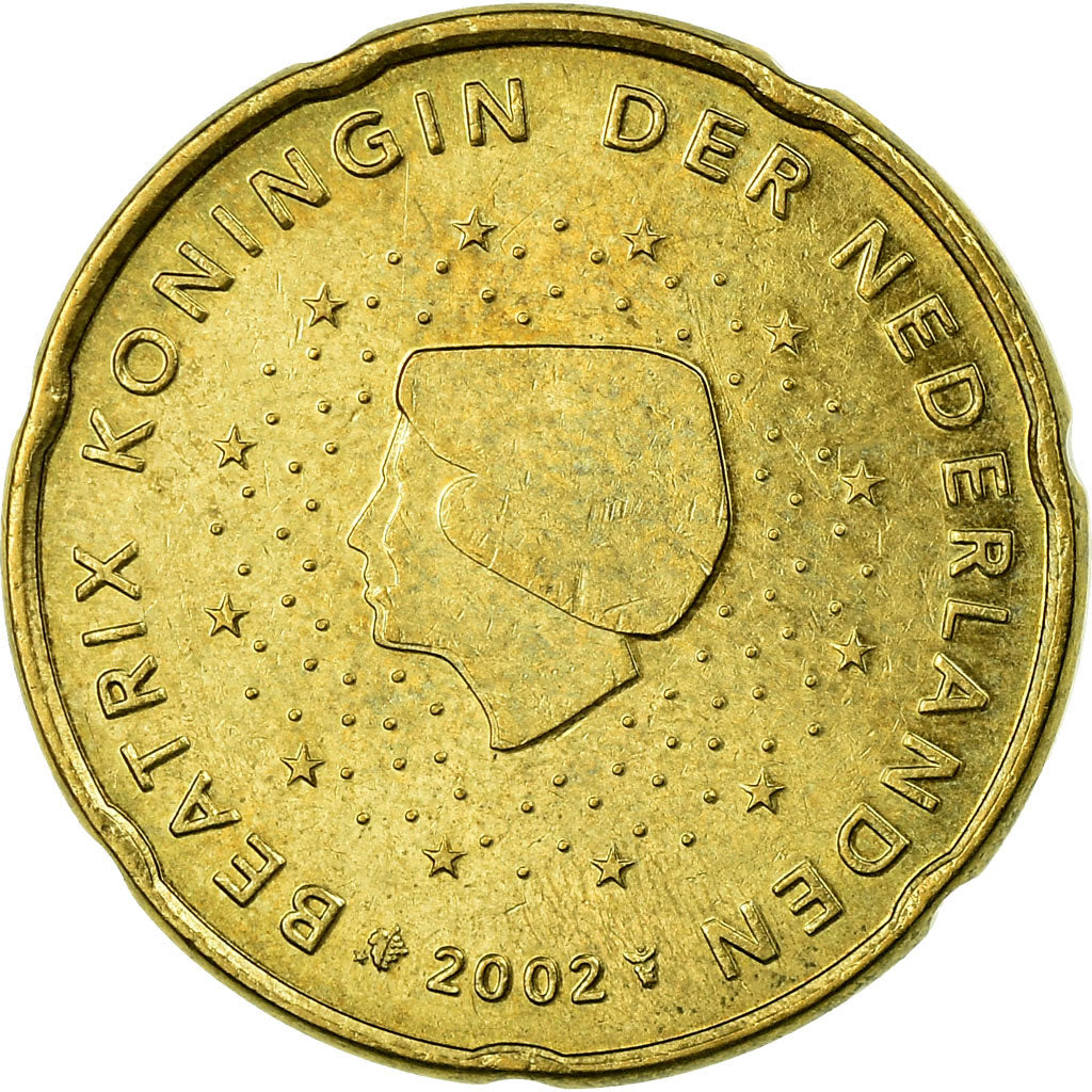 Netherlands, 20 Euro Cent, 2002, EF(40-45), Brass, KM:238