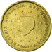Netherlands, 20 Euro Cent, 2002, EF(40-45), Brass, KM:238