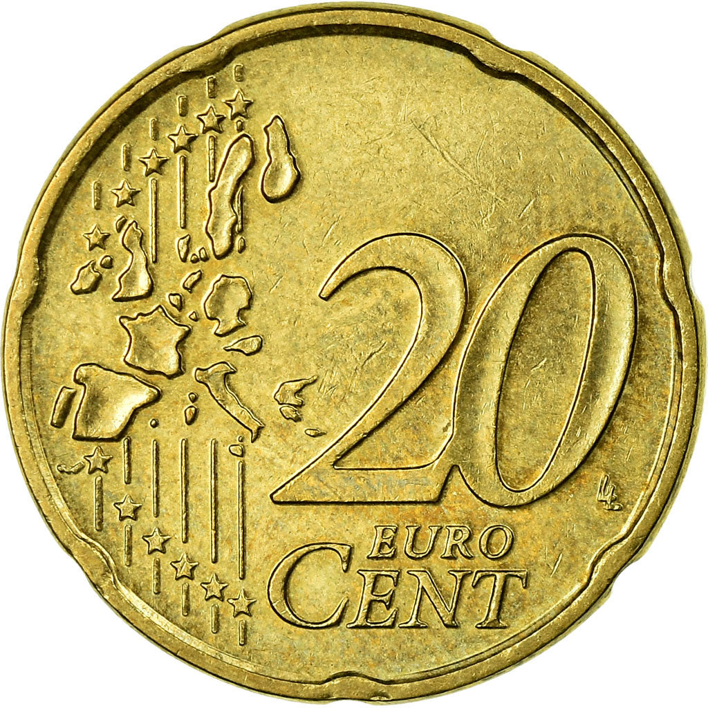 Netherlands, 20 Euro Cent, 2002, EF(40-45), Brass, KM:238