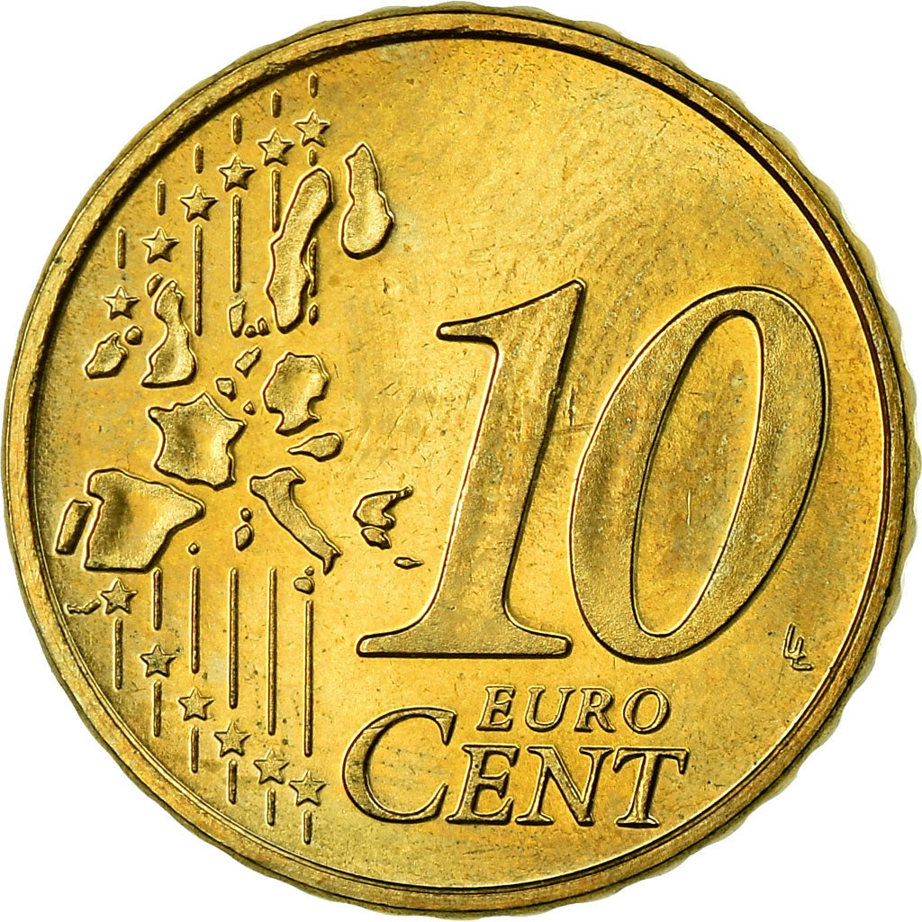 Países Baixos, 10 Euro Cent, 2003, EF(40-45), Latão, KM:237