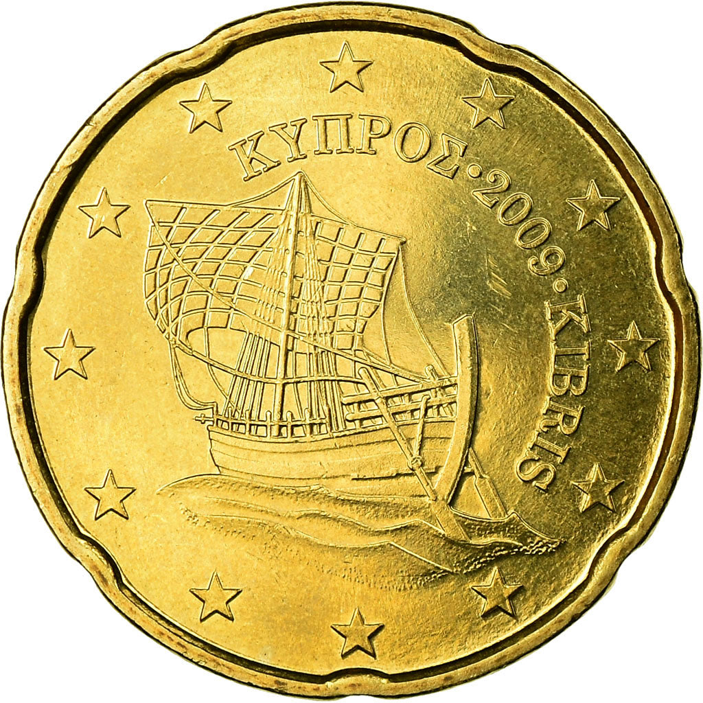 Cipro, 20 Euro Cent, 2009, SPL-, Ottone, KM:82