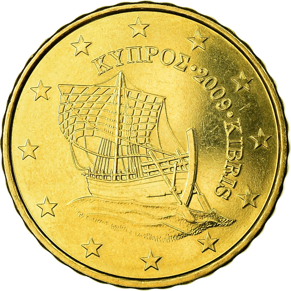Cipro, 10 Euro Cent, 2009, SPL-, Ottone, KM:81